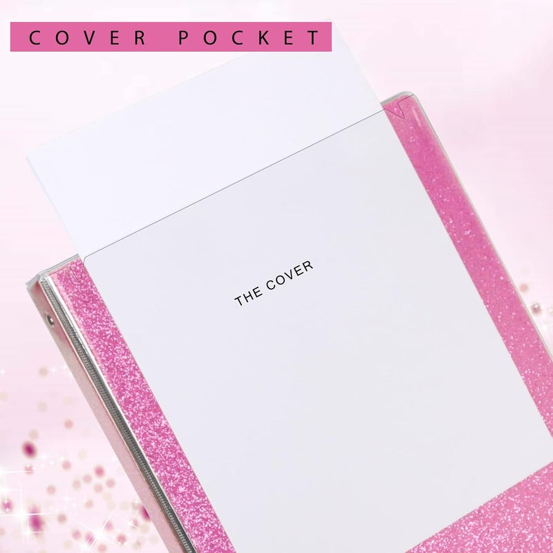 Nature Touch 3 Ring Binder, Glitter 1 Inch Organizer (10.5'' x 11.5'') Holds 8.5'' x 11''Letter Size 300 Pages, Waterproof Durable View Binder, 1 Pack, Pink - Image 5